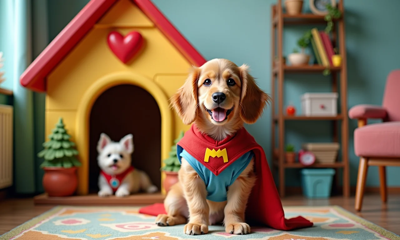 Casinha de cachorro temática com design de super-herói.