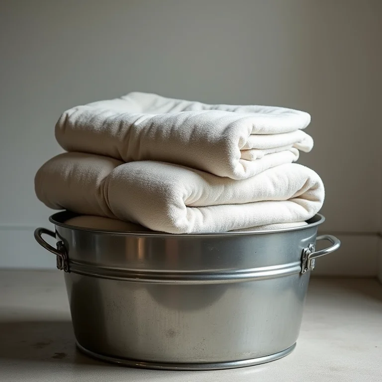 Cesto de metal para mantas.