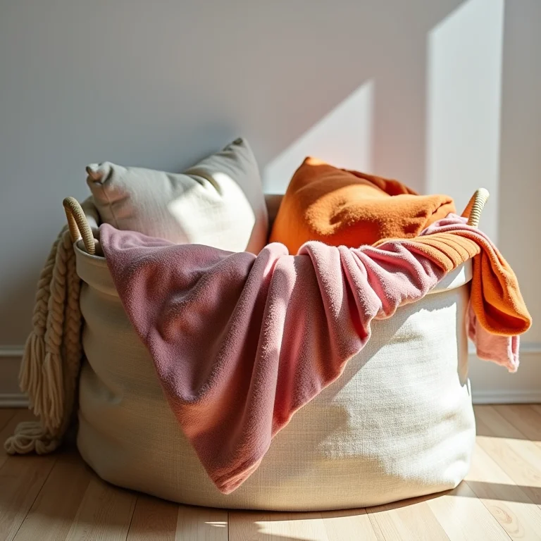 Cesto de tecido para mantas.