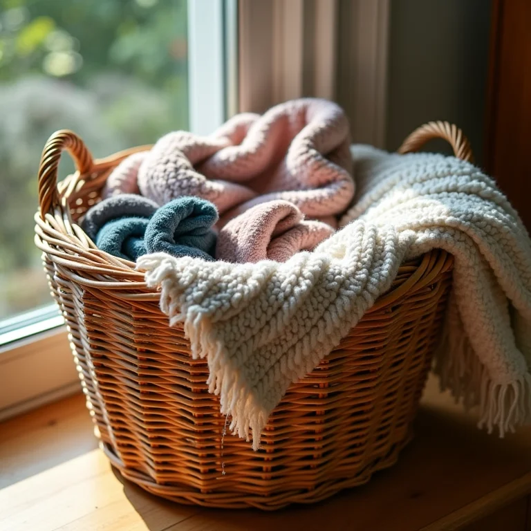 Cesto de vime para mantas.