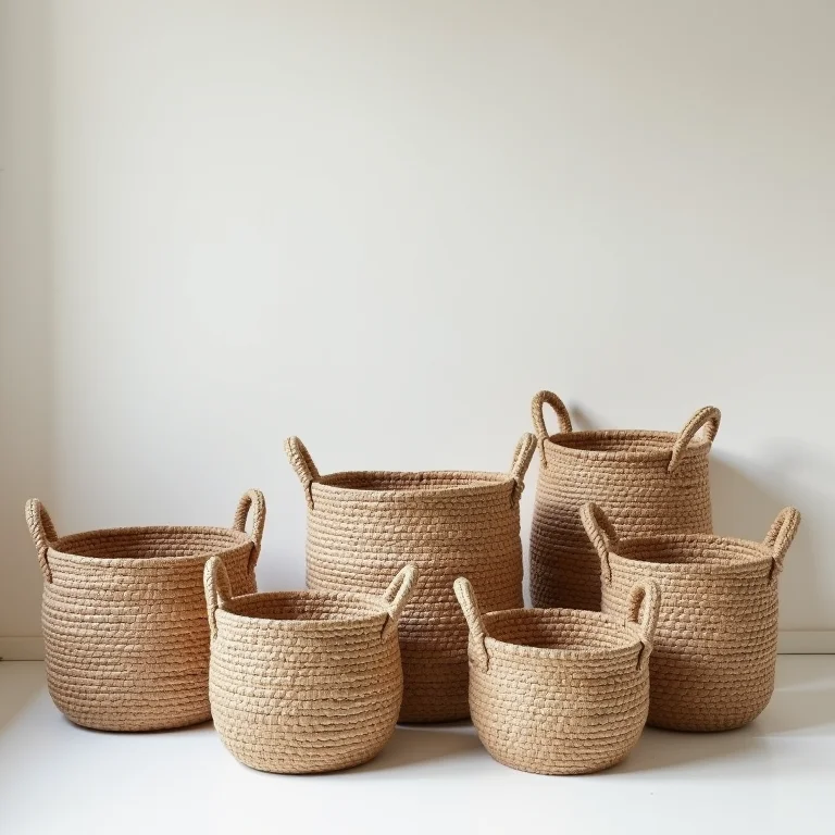 Cestos de mantas de diferentes tamanhos.