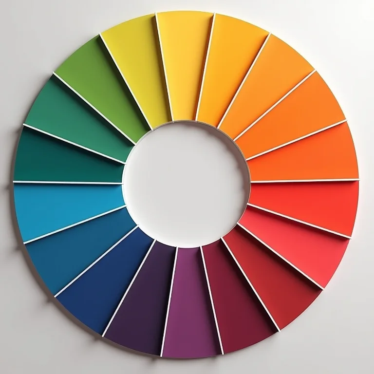 Círculo cromático com diversas cores e tonalidades