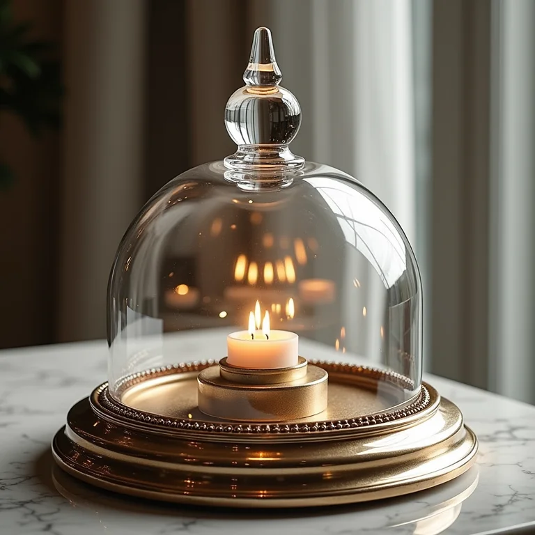 Close-up detalhado de uma cúpula de vidro que destaca seu design elegante.