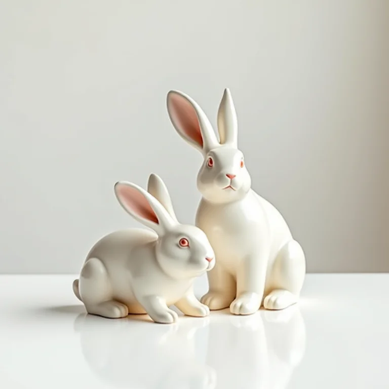 Coelhos de cerâmica da Cerâmica Luiz Salvador