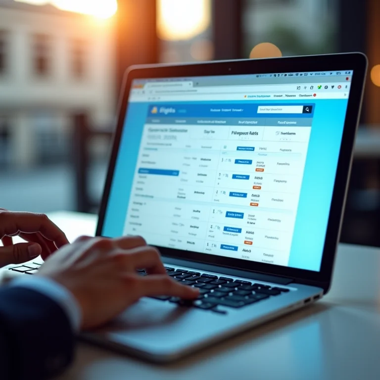 Comparando preços de passagens aéreas em um laptop