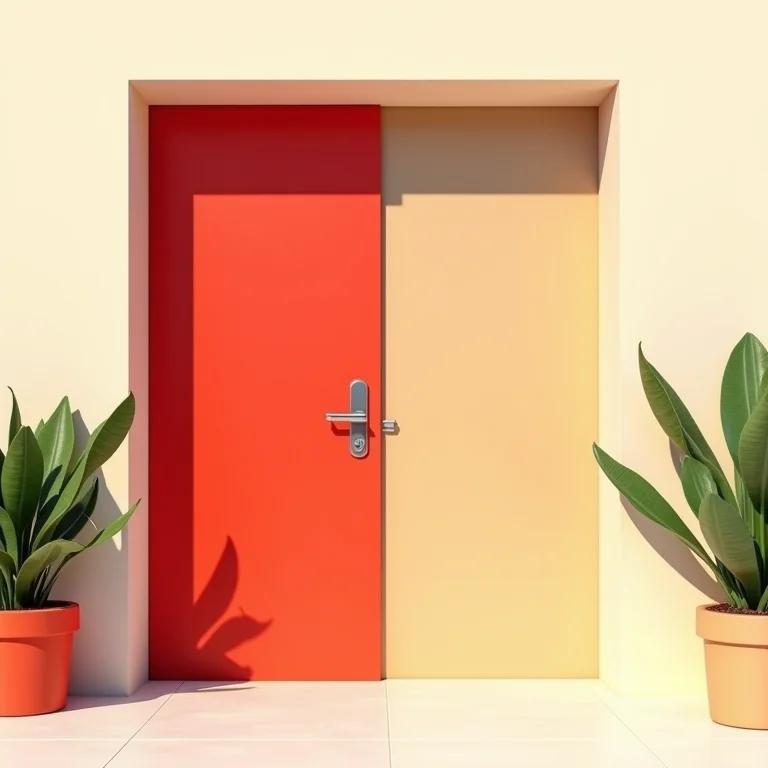 Comparativo de porta vermelha vibrante e porta bege neutra