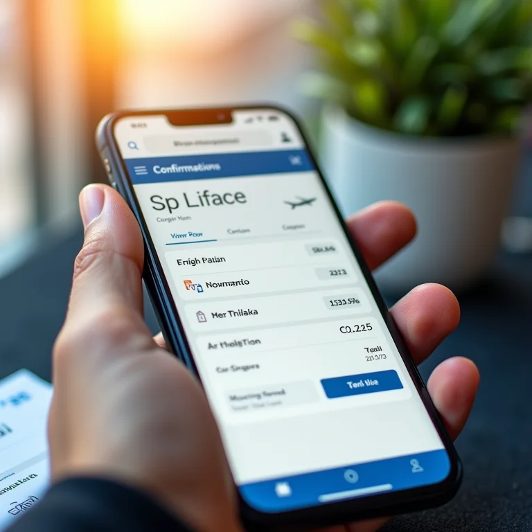 Confirmações de voo e hotel em um smartphone