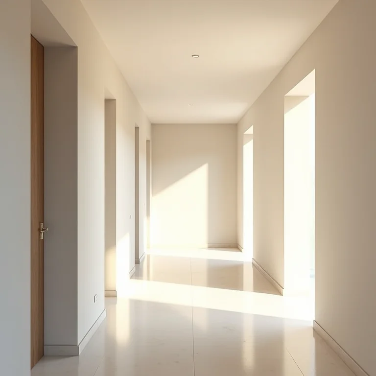 Corredor sem personalidade com decoração neutra
