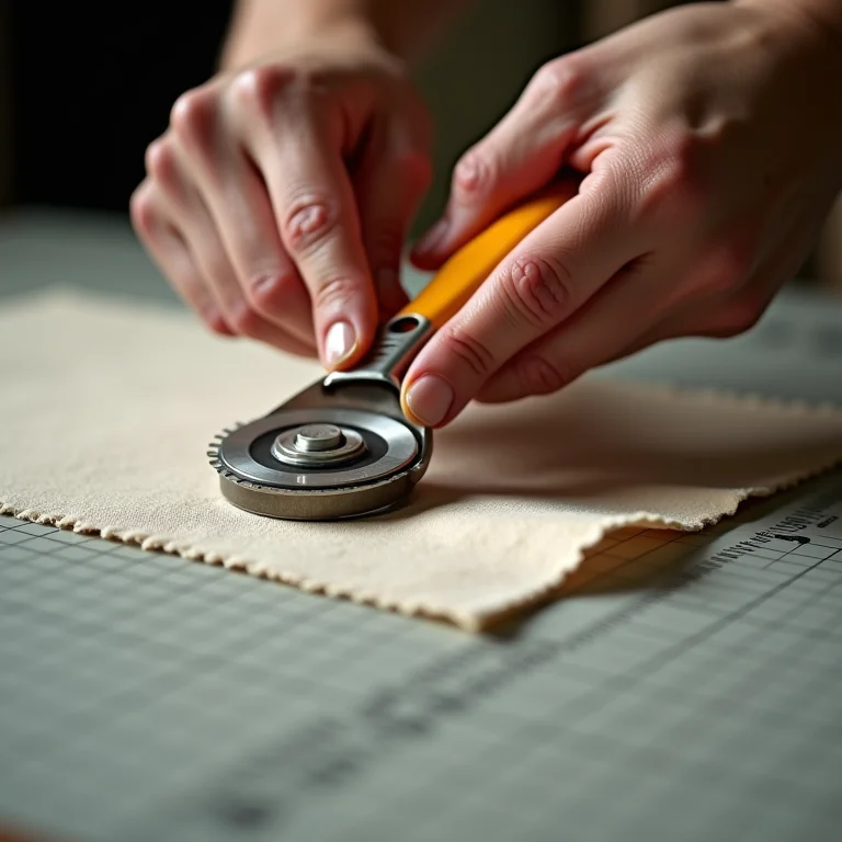 Cortando tecido para sousplat com cortador rotativo