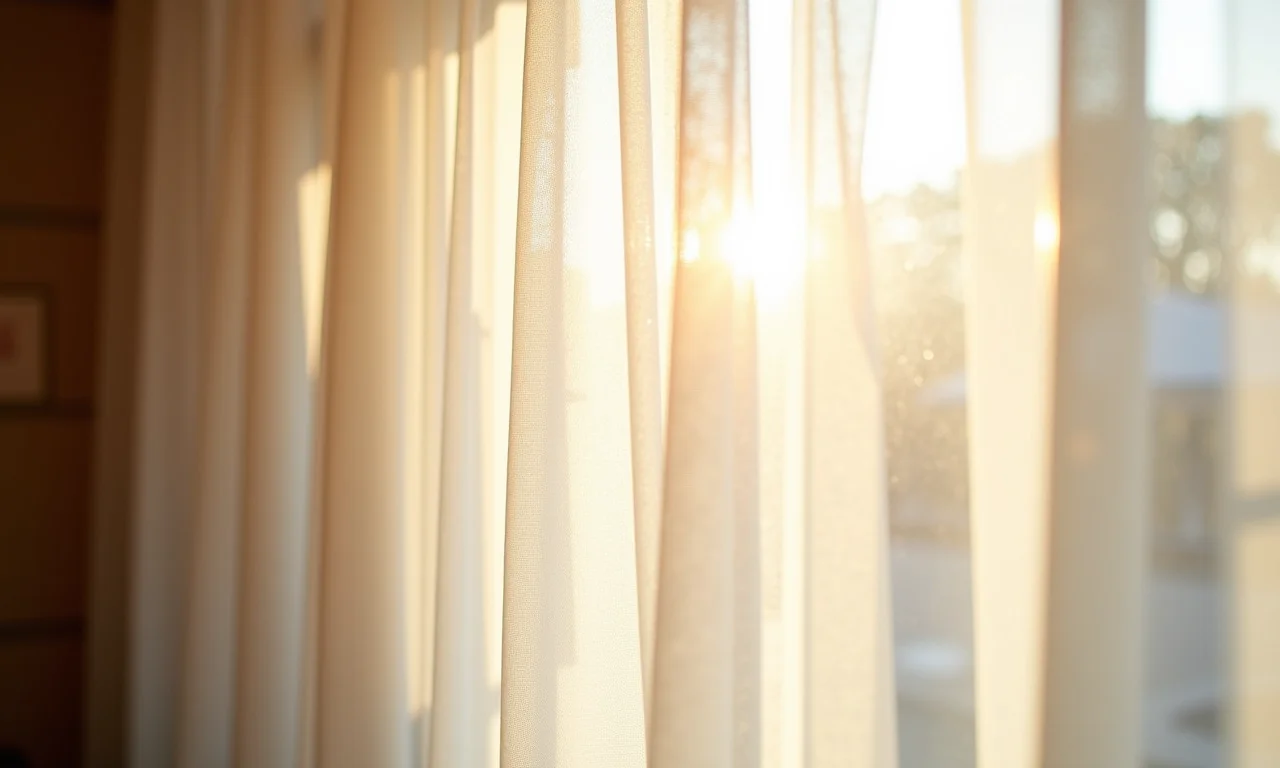 Cortinas e persianas de restaurante limpas e arejadas.