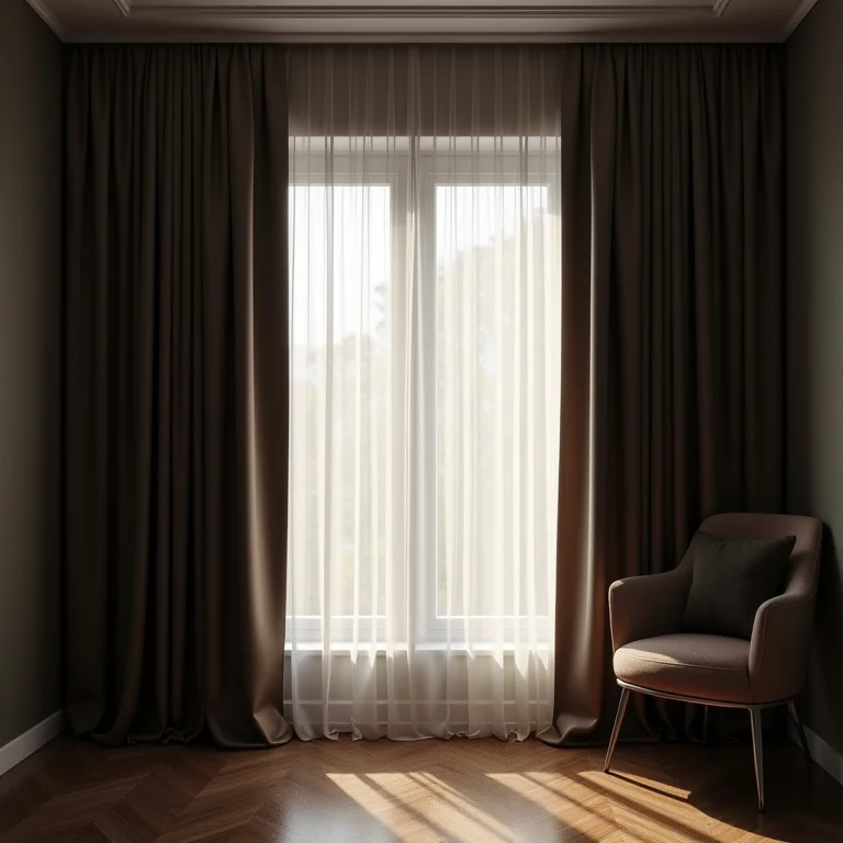 Cortinas pesadas e escuras bloqueando a luz em um quarto pequeno