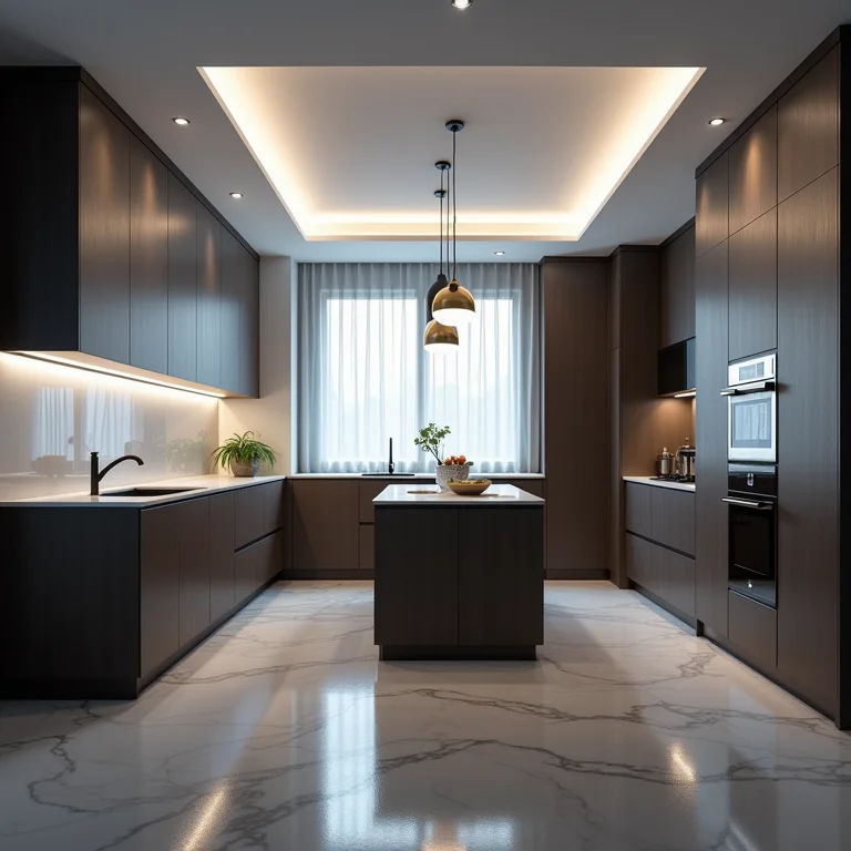 Cozinha com iluminação LED branca excessiva