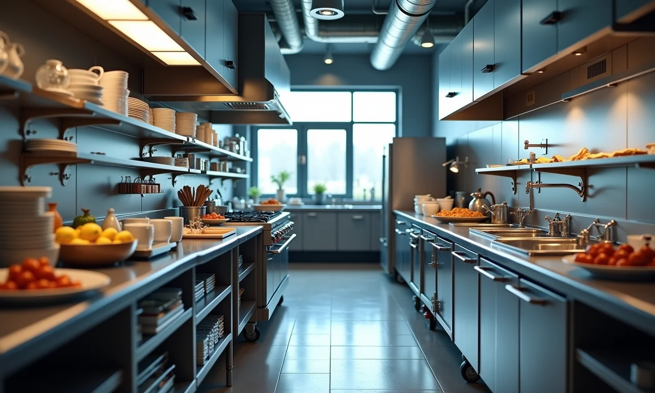 Cozinha industrial setorizada por áreas de trabalho