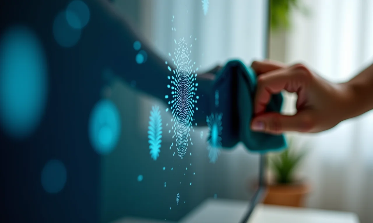 Cuidado com os dedos na tela da TV.