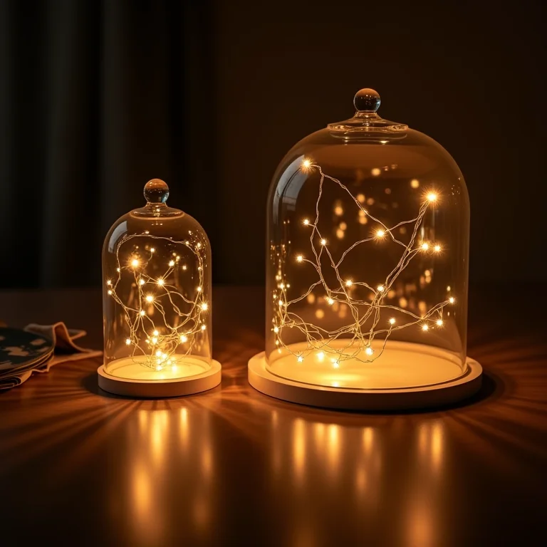 Cúpulas de vidro decorativas com luzes de fadas para um brilho aconchegante.