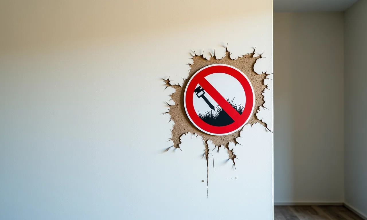 Danos na parede após uso de água sanitária para limpar canetinha.