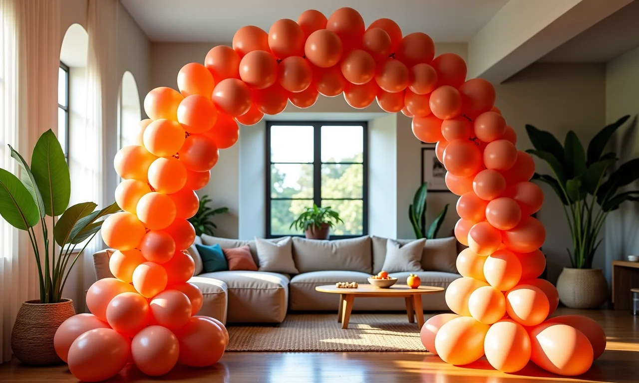 Decoração criativa com arco de balões desconstruído.