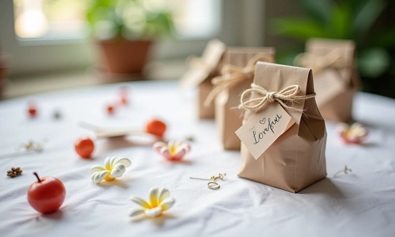 Decoração de mesa com lembrancinhas econômicas.