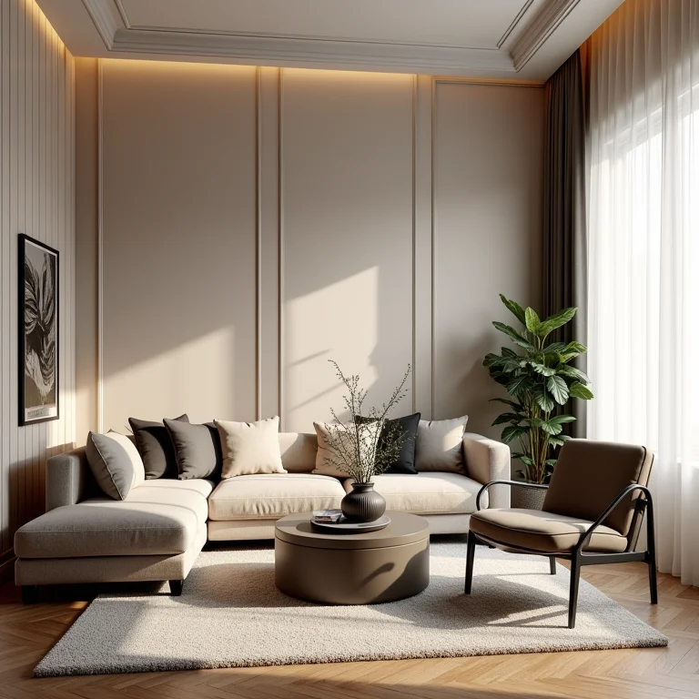 Decoração desalinhada com papel de parede 3D que não combina.