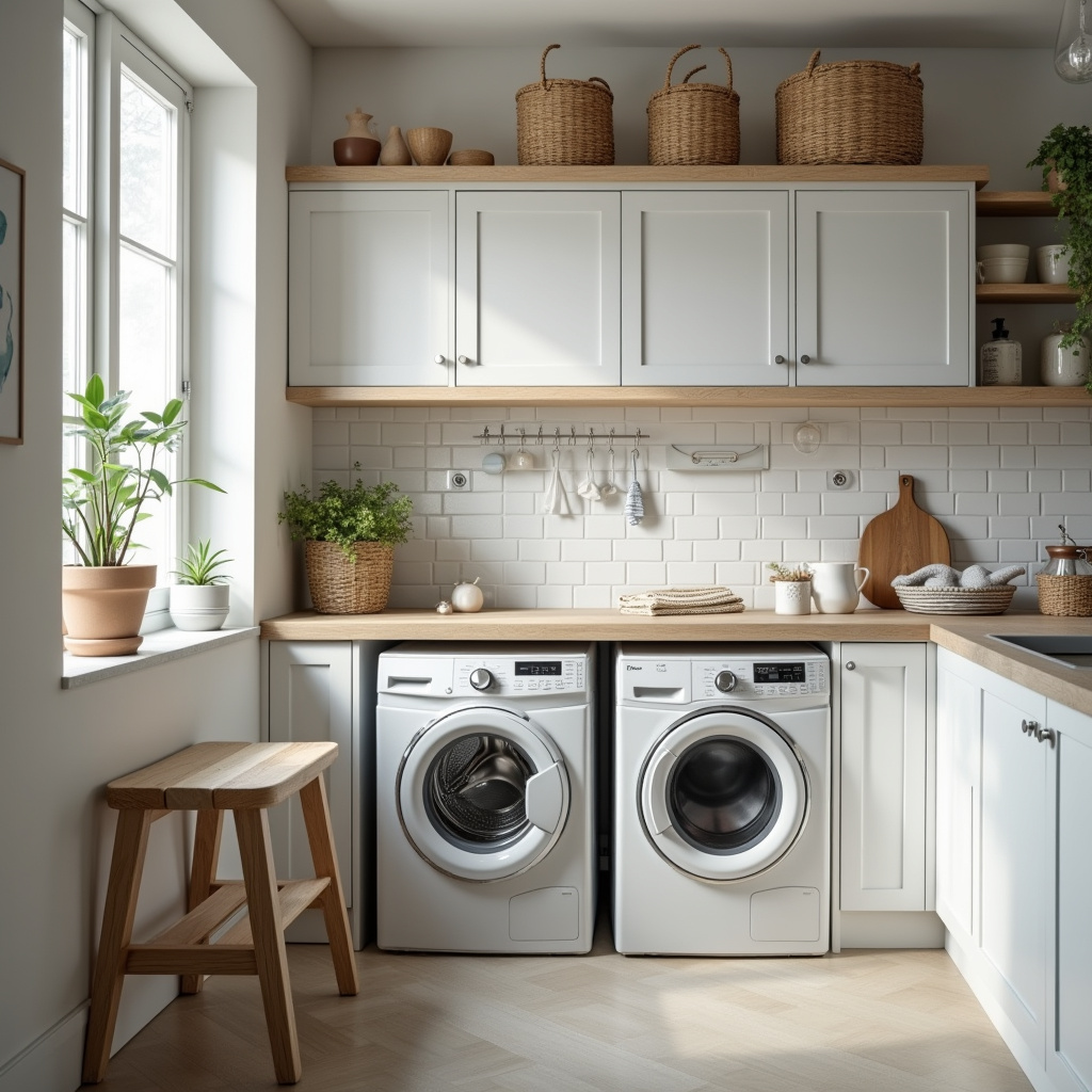 Decorating a laundry room without spending much, DIY details, professional photography, 8K quality, Decoração econômica para lavanderia.