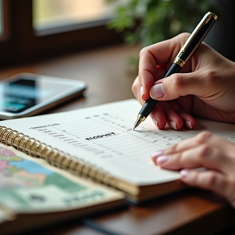 Definindo orçamento diário em um caderno de viagem