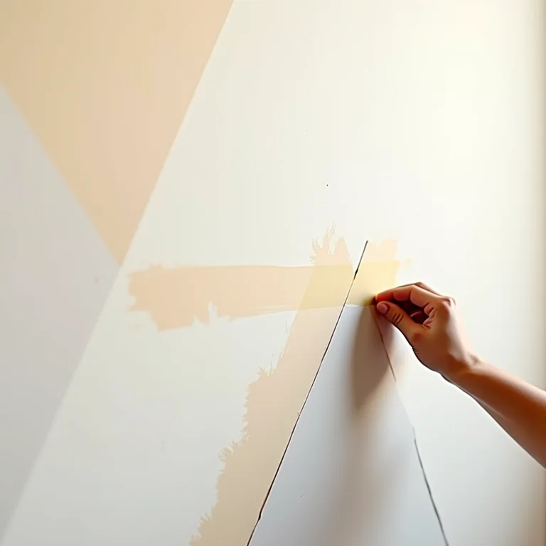 Delimitando espaços com fita crepe para pintura geométrica