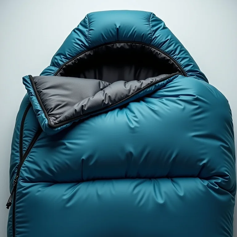 Detalhe da textura de um saco de dormir sintético