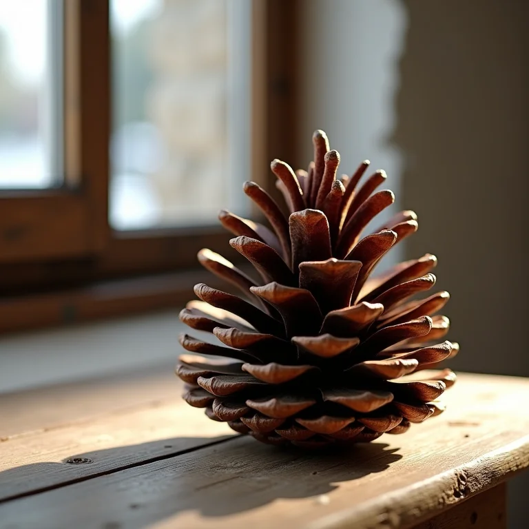 Detalhe de uma pinha como elemento decorativo natural