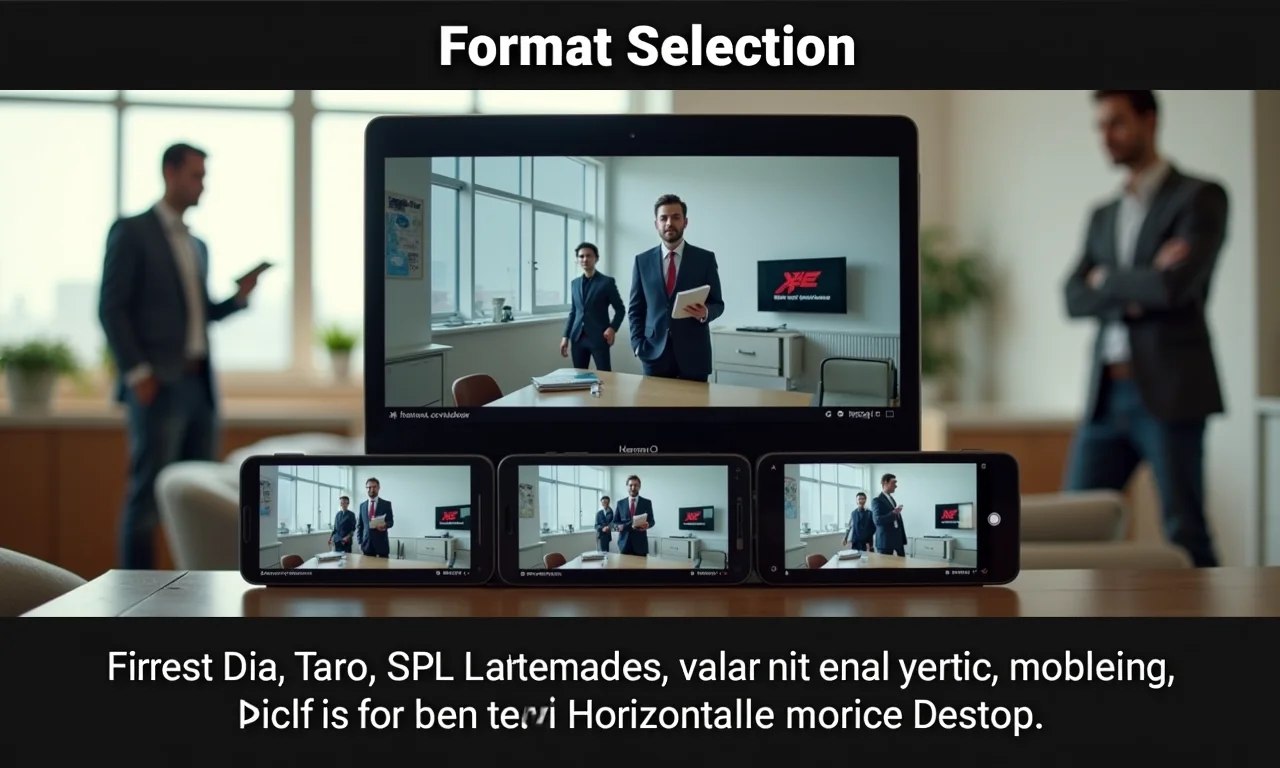Diferentes formatos de vídeo exibidos em telas, destacando a importância da escolha adequada.