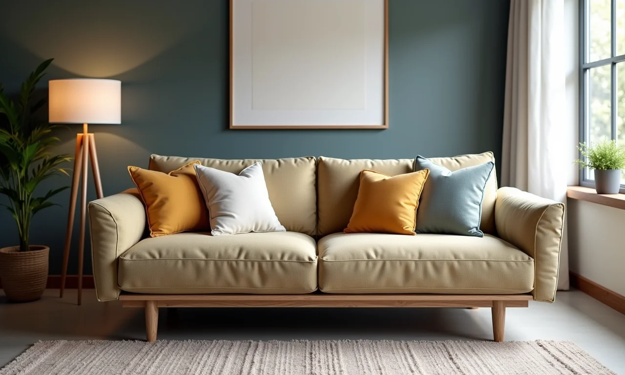 Diferentes modelos de sofá-cama em um showroom: minimalista, moderno, rústico e colorido.