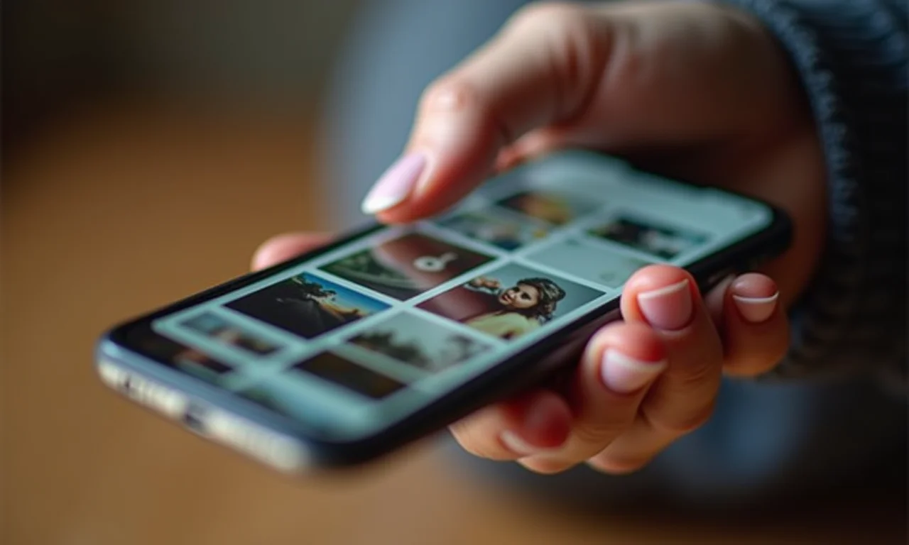 Dificuldade em encontrar fotos em uma galeria desorganizada no celular.