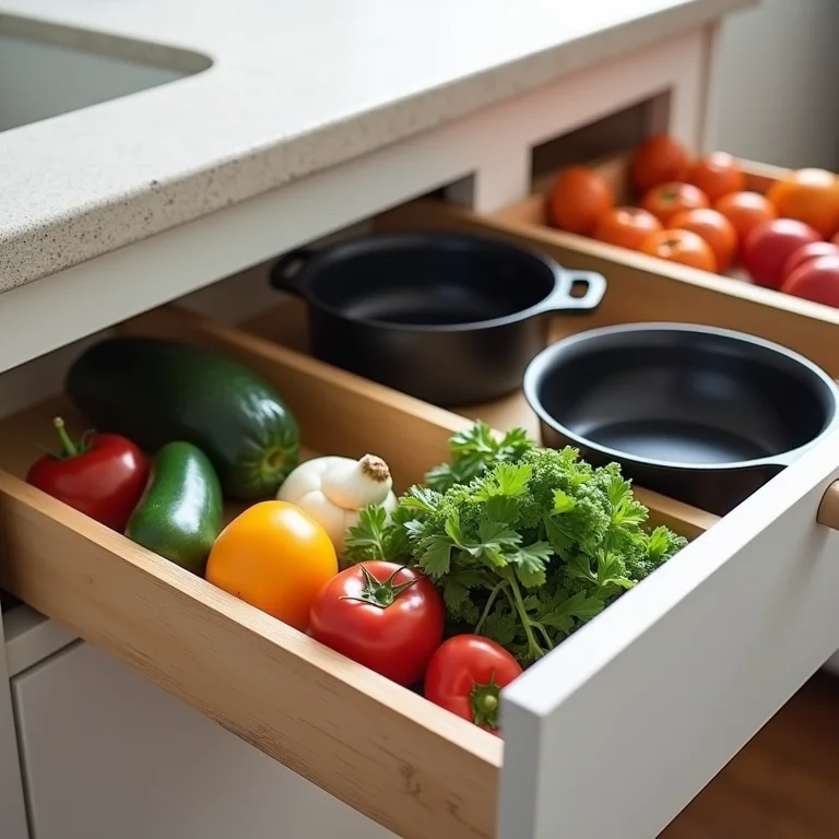 Divisórias de gaveta organizando panelas.