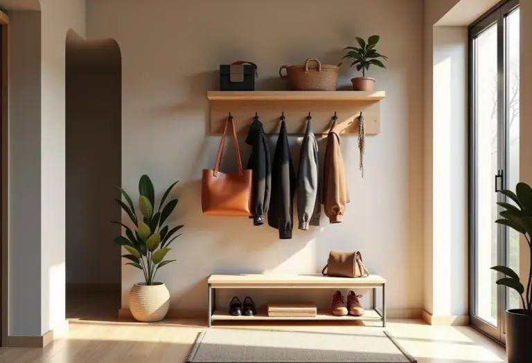 Entrada de casa moderna com um mancebo elegante