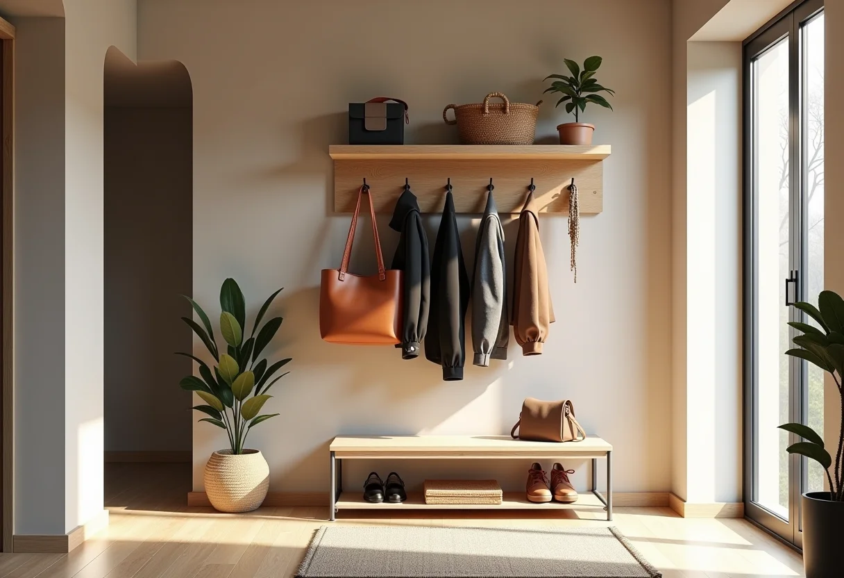 Entrada de casa moderna com um mancebo elegante