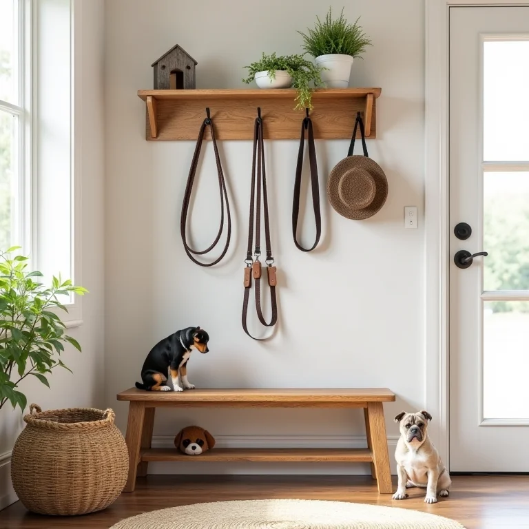 Entrada organizada com acessórios para pets