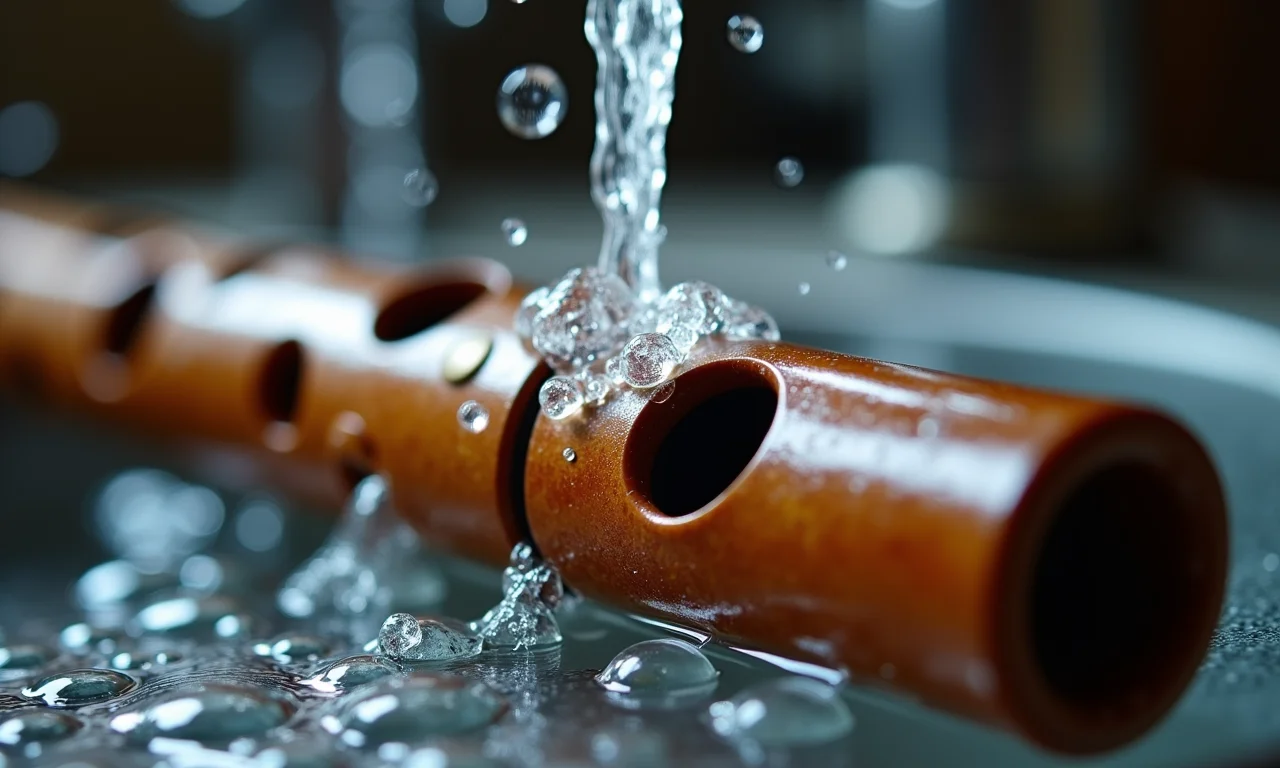 Enxaguando bem as partes da flauta doce.