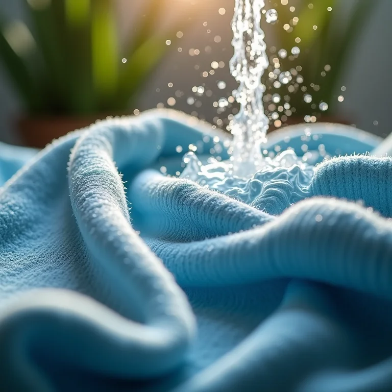 Enxaguando roupa com água fria para remover mancha