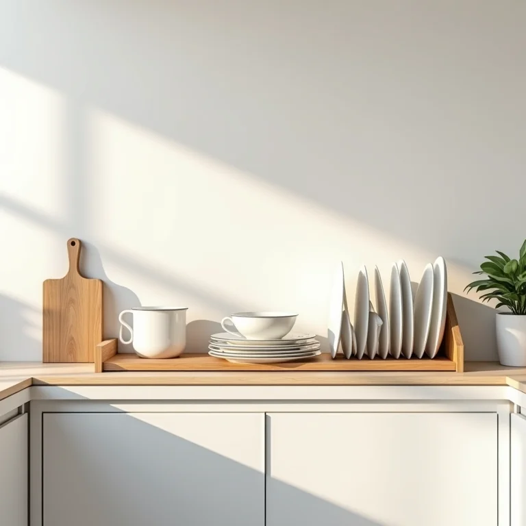 Escorredor de louça otimizando espaço na cozinha