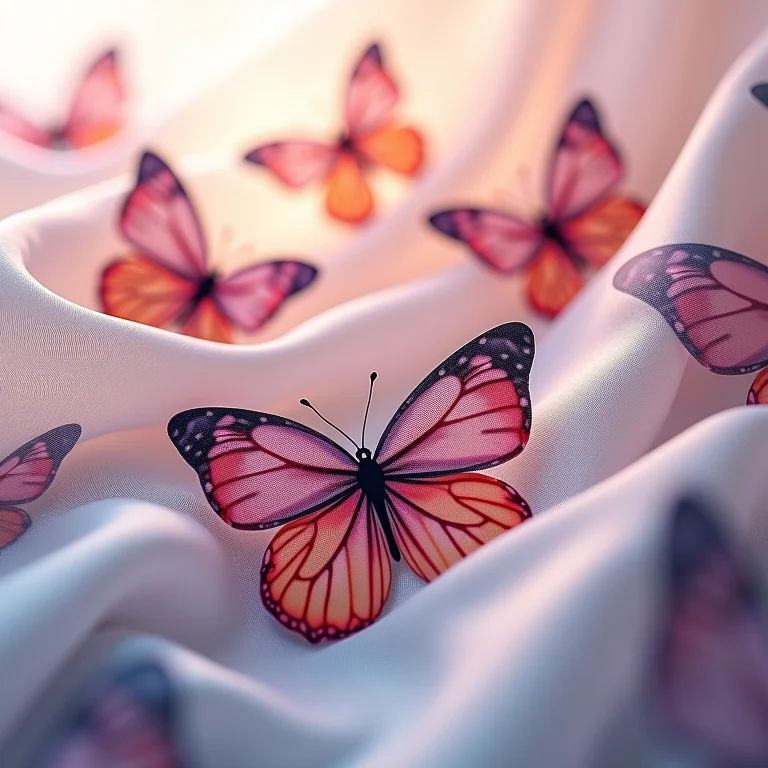 Estampas de borboletas em tecidos.