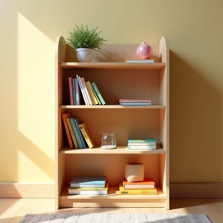 Estante baixa e segura para um quarto montessoriano