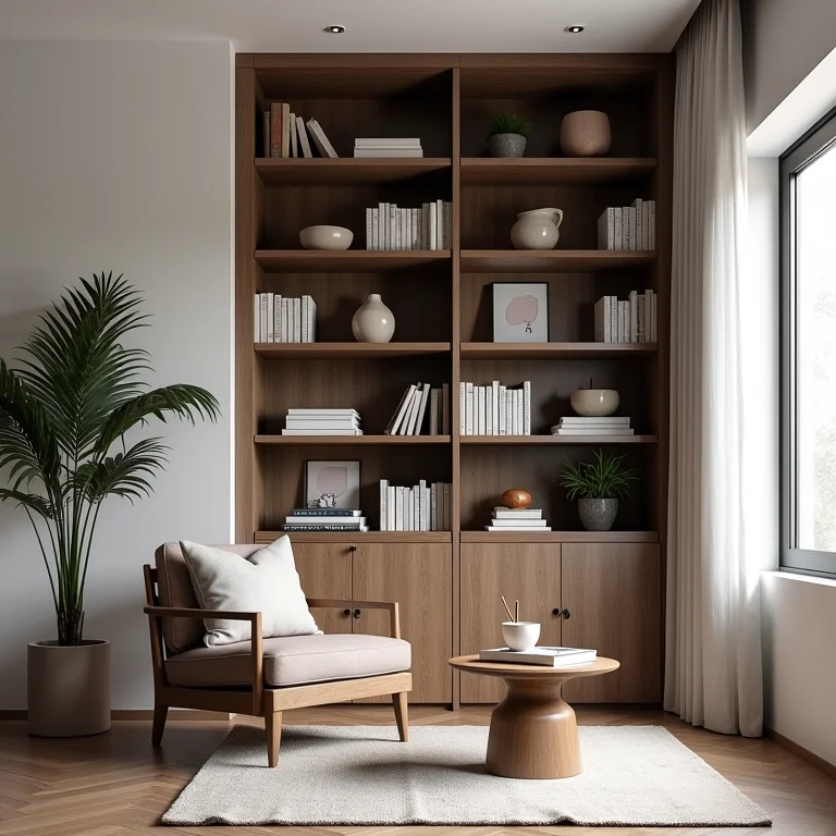 Estante de canto otimizando espaço