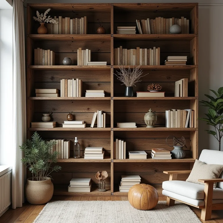 Estante de livros feita com paletes de madeira