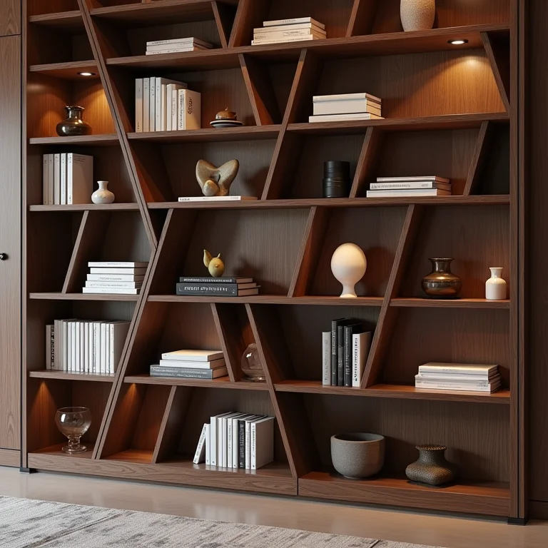 Estante de nichos geométricos moderna e versátil.