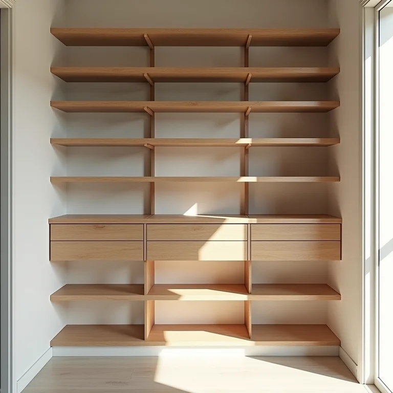 Estantes modulares e flexíveis para despensa.