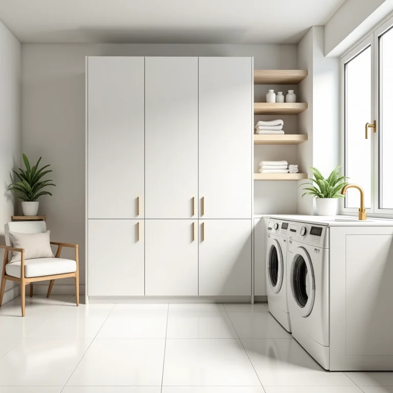 Estilo de organização minimalista para lavanderia