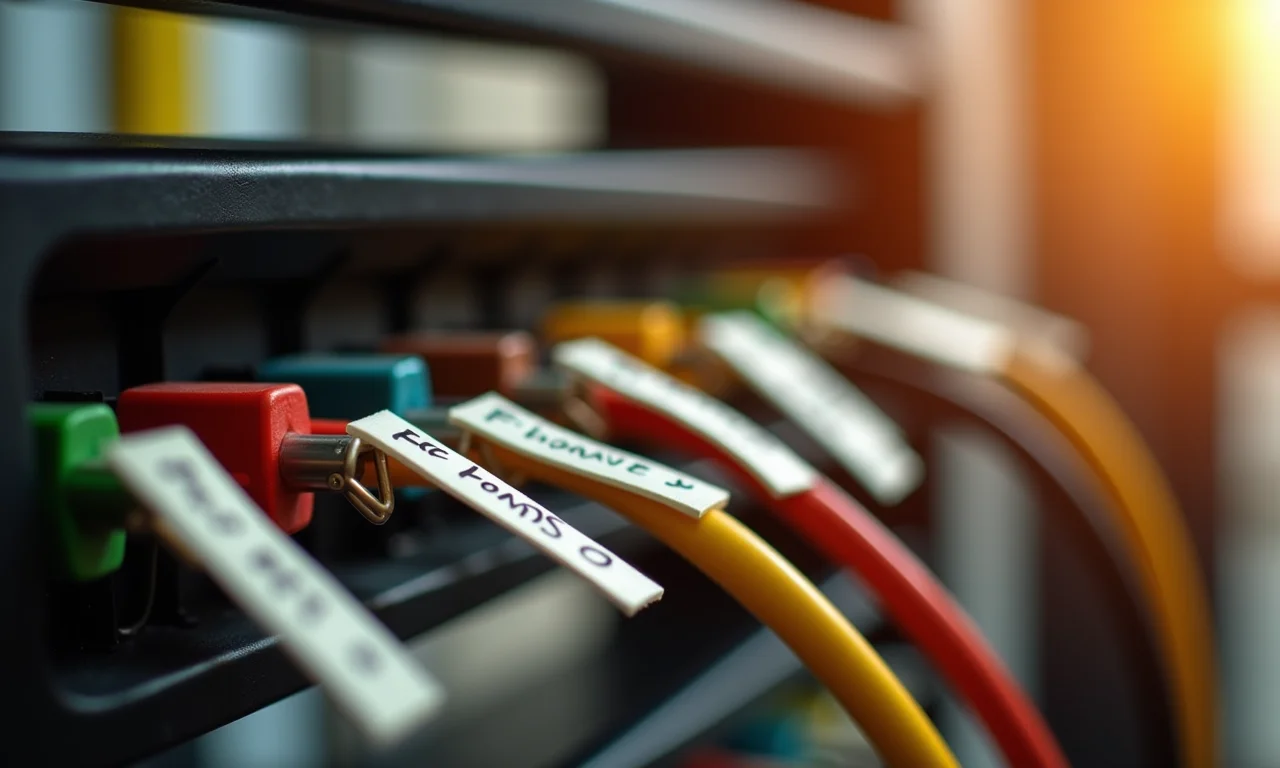 Etiquetas de identificação em cabos.
