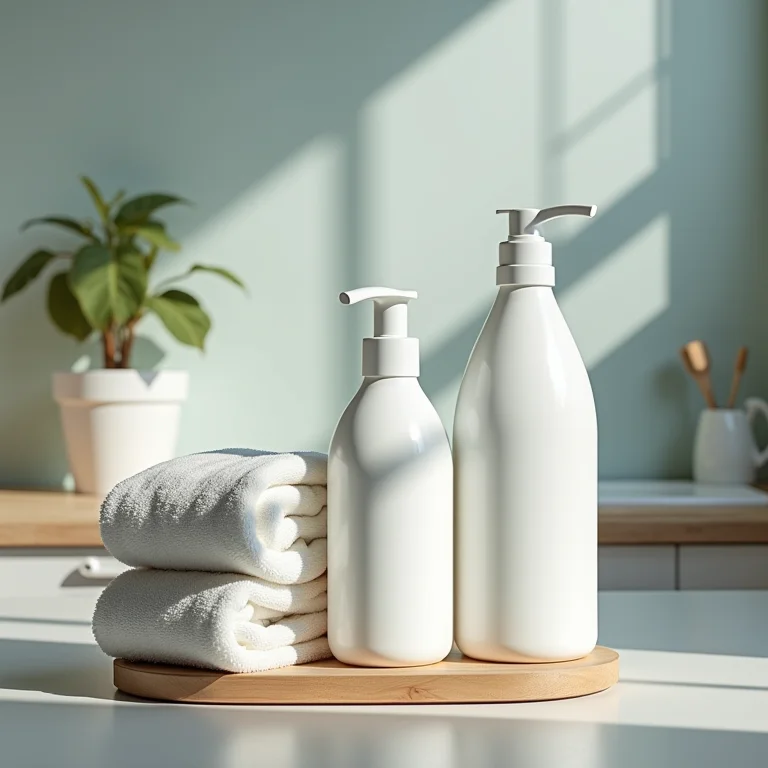 Etiquetas de identificação em produtos de limpeza na lavanderia