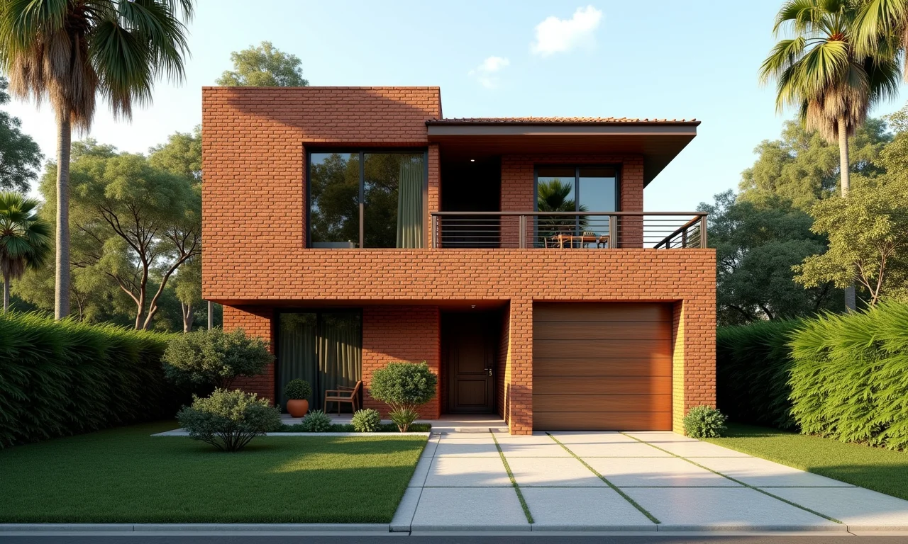 Fachada de casa com tijolinho ecológico.