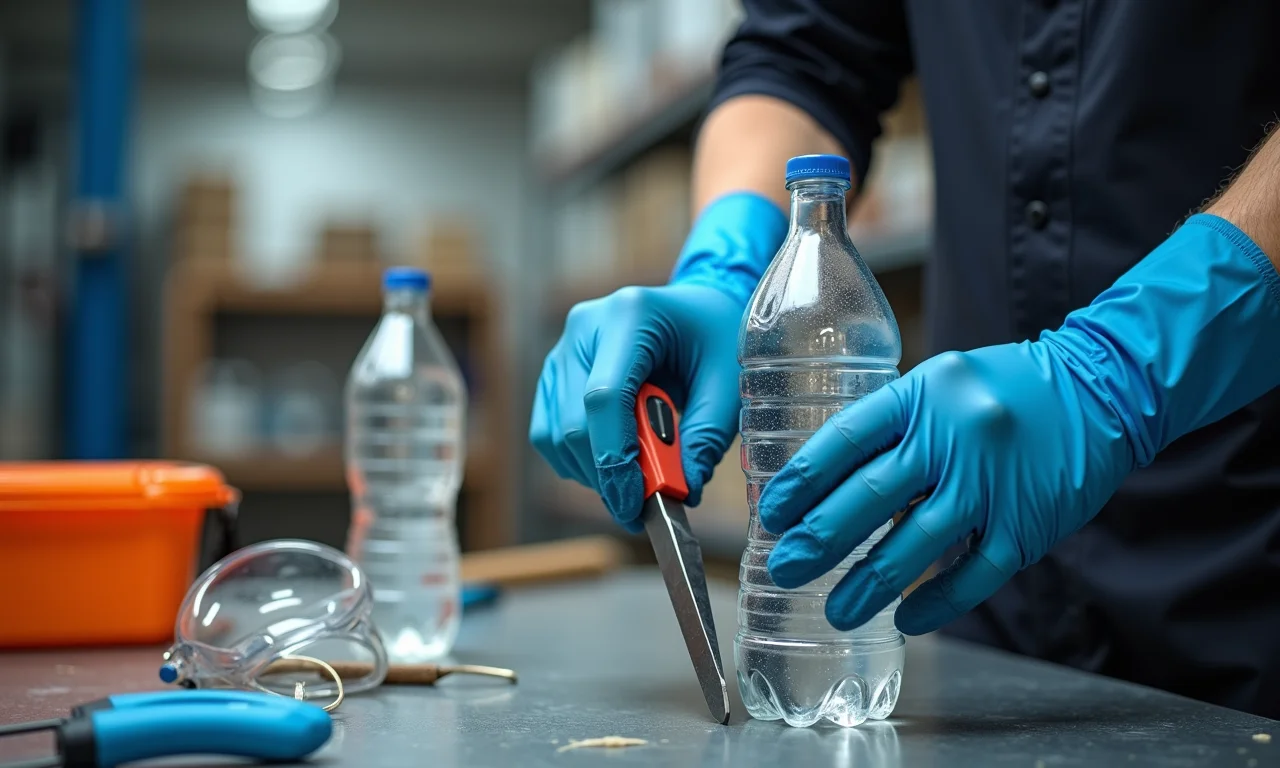 Ferramentas de corte seguras para garrafas PET.