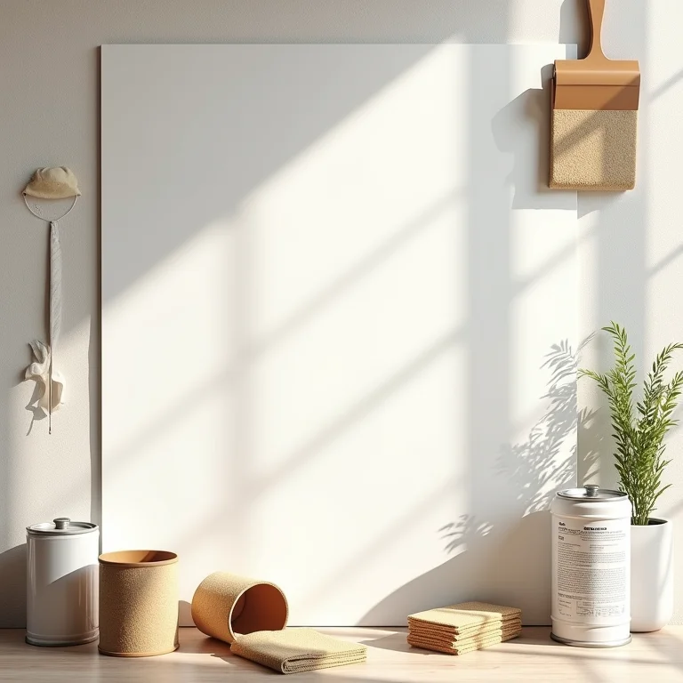 Ferramentas e materiais para preparar parede para cimento queimado